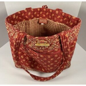 MaggiB Medium Quilted Tote Bag Red & Yellow 15" Book Bag